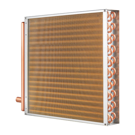 20"x 20" Heat Exchanger Water to Air 3-Row 3/8" Copper Ports 242 Fins.