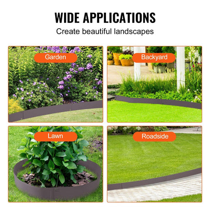 Steel Landscape Edging, 5-pack Steel Garden Edging Borders, 39" L x 5" H Strips, Hammer-in Edging Border, Bendable Metal Landscape Edging for Yard, Garden, Lawn, 3.15" Spike Height, Rustic Brown.