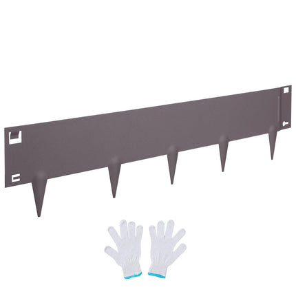 Steel Landscape Edging, 5-pack Steel Garden Edging Borders, 39" L x 5" H Strips, Hammer-in Edging Border, Bendable Metal Landscape Edging for Yard, Garden, Lawn, 3.15" Spike Height, Rustic Brown.