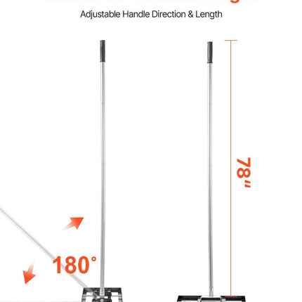 254 x 430 mm Lawn Leveling Rake 1980 mm Adjustable Handle for Yard Golf Court.