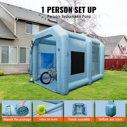 VEVOR Inflatable Spray Booth Car Paint Tent 13x10x9ft Filter System Blower 950W.