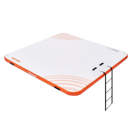 Inflatable Floating Dock, 10 x 10FT Inflatable Dock Platform, Non-Slip Water Floating Dock Mat with Portable Carrying Bag & Detachable Ladder, Floating Platform Island Raft for Pool Beach Ocean.