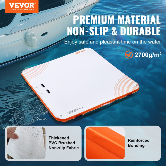 Inflatable Floating Dock, 7 x 7FT Inflatable Dock Platform, Non-Slip Water Floating Dock Mat with Portable Carrying Bag & Detachable Ladder, Floating Platform Island Raft for Pool Beach Ocean.