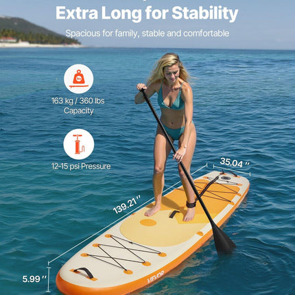 Inflatable Stand Up Paddle Board, 3.53m x 89cm x 15cm Wide Ultra-Light SUP Paddleboard, All Accessories Included, Pump, Paddle, Fin, Backpack, Ankle Leash, Strap, Non-slip Deck for Youth, Adults.