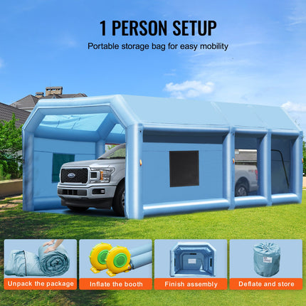 Inflatable Paint Booth 29.5x15.7x11.8ft Inflatable Spray Booth 950W+750W.