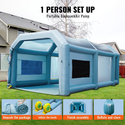 Inflatable Spray Booth Car Paint Tent 20x10x8ft Filter System 2 Blowers.