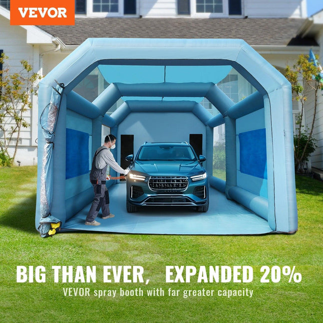 Inflatable Paint Booth, 23x13x8.5ft Inflatable Spray Booth, High Powerful 480W+750W Blowers Spray Booth Tent, Car Paint Tent Air Filter System for Car Parking Tent Workstation Motorcycle Garage.