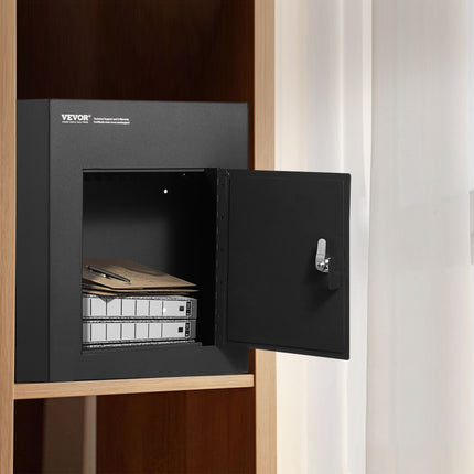 Through The Wall Drop Box, Heavy Duty Steel Through the Wall Mailbox with 2.8-7.9" 13" Combination Lock, 13x7x17" Mail Drop Box, Black.
