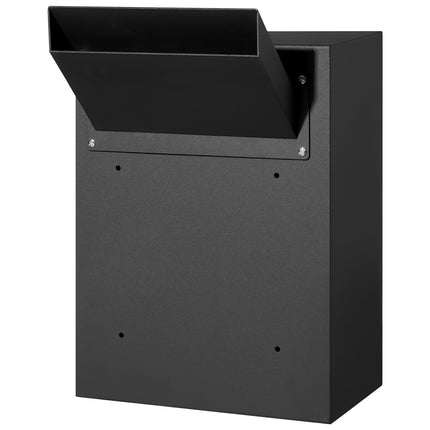 Through The Wall Drop Box, Heavy Duty Steel Through the Wall Mailbox with 2.8-7.9" 13" Combination Lock, 13x7x17" Mail Drop Box, Black.