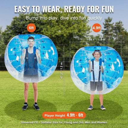 Inflatable Bumper Ball 1-Pack, 5FT/1.5M Body Sumo Zorb Balls for Teen & Adult, 0.8mm Thick PVC Human Hamster Bubble Balls for Outdoor Team Gaming Play, Bumper Bopper Toys for Garden, Yard, Park.