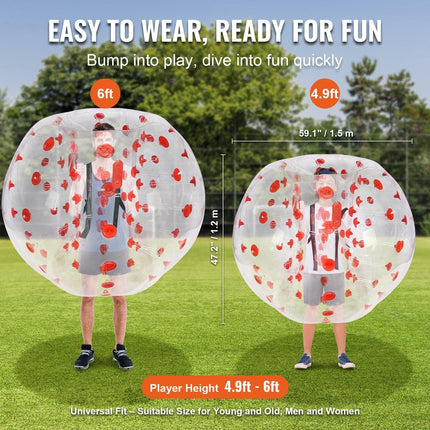 Inflatable Bumper Ball 1-Pack, 5FT/1.5M Body Sumo Zorb Balls for Teen & Adult, 0.8mm Thick PVC Human Hamster Bubble Balls for Outdoor Team Gaming Play, Bumper Bopper Toys for Garden, Yard, Park.