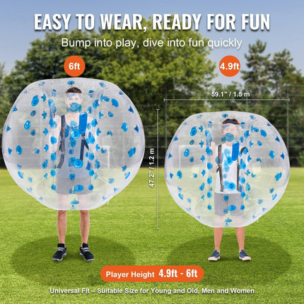 Inflatable Bumper Ball 1-Pack, 5FT/1.5M Body Sumo Zorb Balls for Teen & Adult, 0.8mm Thick PVC Human Hamster Bubble Balls for Outdoor Team Gaming Play, Bumper Bopper Toys for Garden, Yard, Park.