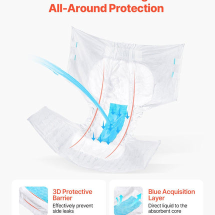 Adult Briefs with Adhesive Tabs Incontinence Briefs for Men Women L Size.