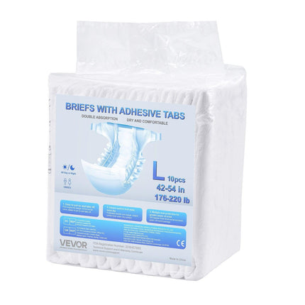 Adult Briefs with Adhesive Tabs Incontinence Briefs for Men Women L Size.