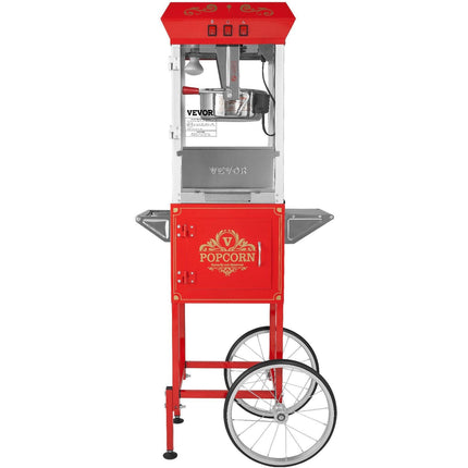 Popcorn Popper Machine with Cart Popcorn Maker 850W 8 Oz 48 Cups Red.