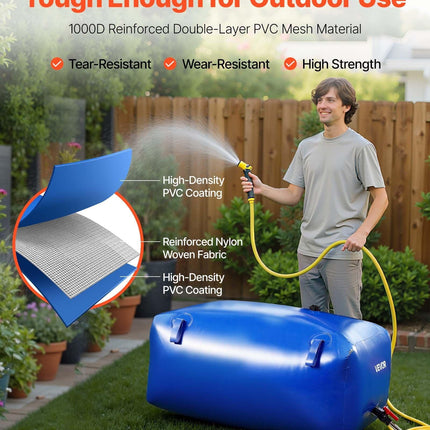 Water Storage Bladder 240L Large Capacity Water Bag, Portable & Collapsible Soft Waters Container, Leakproof & Tear-Resistant PVC Emergency Waters Storage Tank for RV Truck & Outdoor Use.