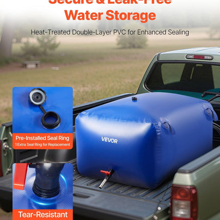 Water Storage Bladder 400L Large Capacity Water Bag, Portable & Collapsible Soft Waters Container, Leakproof & Tear-Resistant PVC Emergency Waters Storage Tank for RV Truck & Outdoor Use.