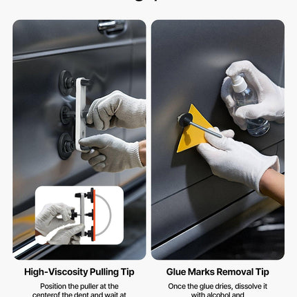 Dent Puller Kit, 60 PCS Paintless Dent Removal Kit with Golden Lifter, Bridge Puller, Rubber Hammer, Glue Gun, Auto Body Hail Damage Repair Remover Tools for Car Refrigerator Door Ding Repair.