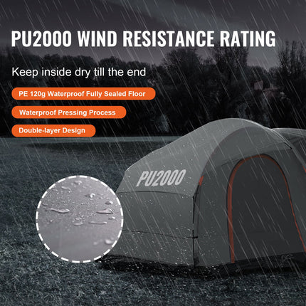 SUV Camping Tent, 8'-8' SUV Tent Attachment for Camping with Rain Layer and Carry Bag, PU2000mm Double Layer Truck Tent, Accommodate 6-8 Person, Rear Tent for Van Hatch Tailgate.