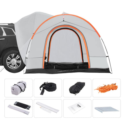 SUV Camping Tent, 8'-8' SUV Tent Attachment for Camping with Rain Layer and Carry Bag, PU2000mm Double Layer Truck Tent, Accommodate 6-8 Person, Rear Tent for Van Hatch Tailgate.