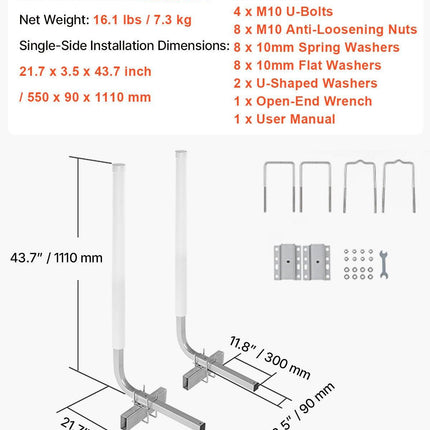 Boat Trailer Guide, 1016mm Adjustable Design Trailer Guide Poles, 2PCS High-Hardness Steel Trailer Guide-Ons, Trailer Guides with PVC Pipe Posts, for Ski Boat, Fishing Boat or Sailboat Trailer.