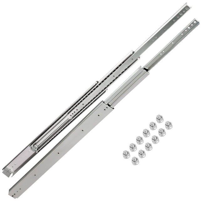Drawer Slides, 1 Pair 42 Inch Heavy Duty Drawer Slides, Ball Bearing Side Mount Drawer Hardware Slides, 500 LBS Load Capacity 3-Section Full Extension Drawer Slides for Smooth Slide, Less Noise.