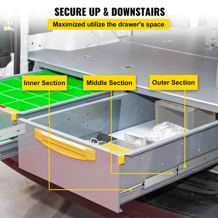 Drawer Slides, 1 Pair 42 Inch Heavy Duty Drawer Slides, Ball Bearing Side Mount Drawer Hardware Slides, 500 LBS Load Capacity 3-Section Full Extension Drawer Slides for Smooth Slide, Less Noise.