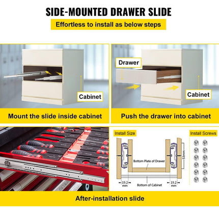 Drawer Slide Soft Close Drawer 1Pair 52" Ball Bearing Full Extension 500lb.