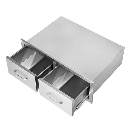 Outdoor Kitchen Drawers 30" W x 10" H x 20" D, Horizontal Double BBQ Access Drawers Stainless Steel with Handle, BBQ Island Drawers for Outdoor Kitchens or Patio Grill Station.
