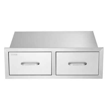 Outdoor Kitchen Drawers 30" W x 10" H x 20" D, Horizontal Double BBQ Access Drawers Stainless Steel with Handle, BBQ Island Drawers for Outdoor Kitchens or Patio Grill Station.