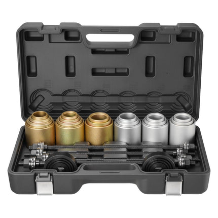 Pull and Press Sleeve Kit, 26 PCS, Steel Bush Removal Insertion Sleeve Tools with Carrying Case, Compatible with LCV and HGV Engines, for Removing and Installing Bushings, Bearings, and Seals.