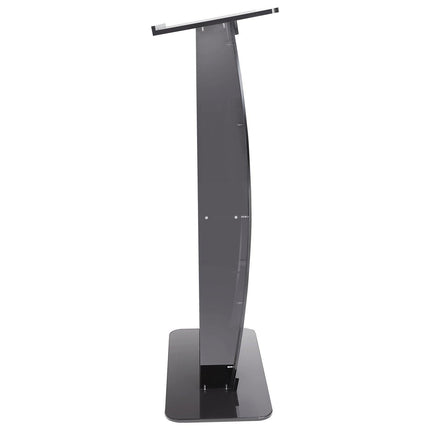 Acrylic Podium, 47" Tall, Acrylic Podium Stand with Wide Reading Surface & Storage Shelf, Floor-standing Clear Pulpits Acrylic for Church Office School, Black.