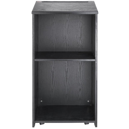 Podium Stand, 47 in Hostess Stand with 4 Rolling Wheels, Wood Podium with Storage Shelves, and Slant Desktop, Lecterns & Podiums for Church, Office, School, Home, Black.