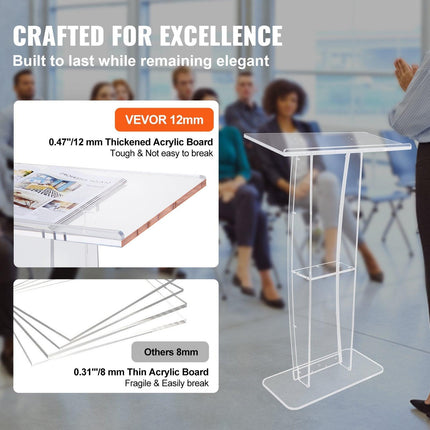 VEVOR Clear Acrylic Podium — 47".