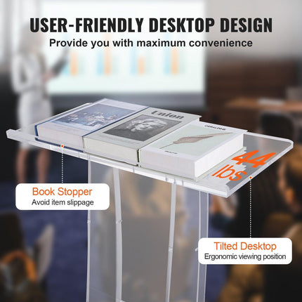 VEVOR Clear Acrylic Podium — 47".