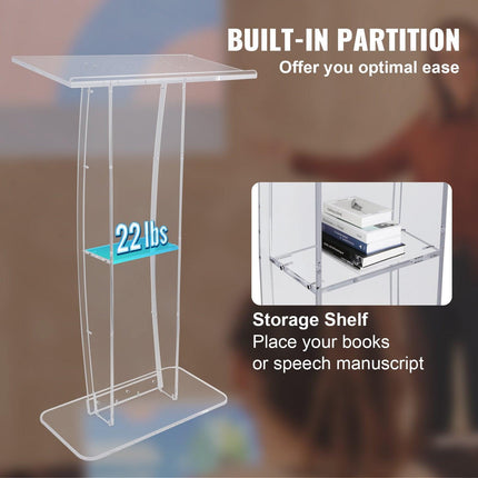 VEVOR Clear Acrylic Podium — 47".