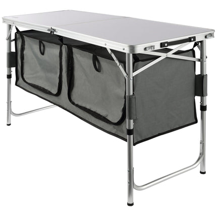 Camping Kitchen Table, Quick set-up Folding Camping Table with A Carrying Bag, 3 Adjustable Heights, MDF Camping Table, Ideal for Outdoor Picnics, BBQs, Camping, RV Traveling.