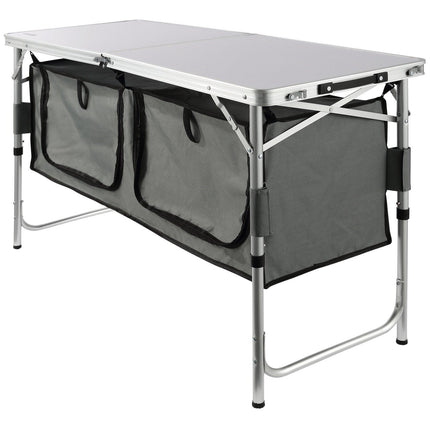 Camping Kitchen Table, Quick set-up Folding Camping Table with A Carrying Bag, 3 Adjustable Heights, MDF Camping Table, Ideal for Outdoor Picnics, BBQs, Camping, RV Traveling.