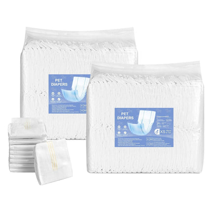Disposable Male Dog Diapers, Super Absorbent Male Dog Wraps, 360 ° Leak-Proof Belly Bands with Wetness Indicator for Doggies in Heat, Training, Incontinence - XS, 96 Count (2 Packs of 48).