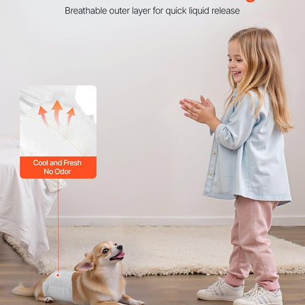 Disposable Male Dog Diapers, Super Absorbent Male Dog Wraps, 360 ° Leak-Proof Belly Bands with Wetness Indicator for Doggies in Heat, Training, Incontinence - XS, 96 Count (2 Packs of 48).