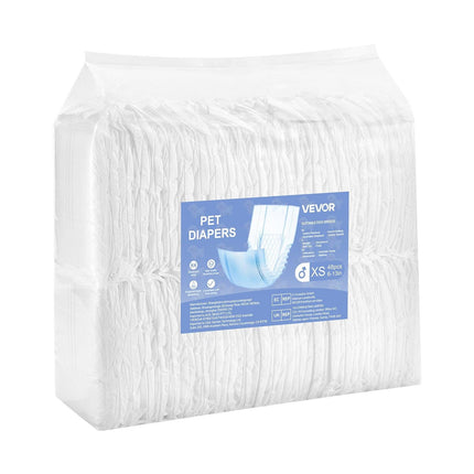 Disposable Male Dog Diapers, Super Absorbent Male Dog Wraps, 360 ° Leak-Proof Belly Bands with Wetness Indicator for Doggies in Heat, Training, Incontinence - XS, 96 Count (2 Packs of 48).