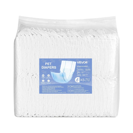 Disposable Male Dog Diapers, Super Absorbent Male Dog Wraps, 360 ° Leak-Proof Belly Bands with Wetness Indicator for Doggies in Heat, Training, Incontinence - XS, 96 Count (2 Packs of 48).