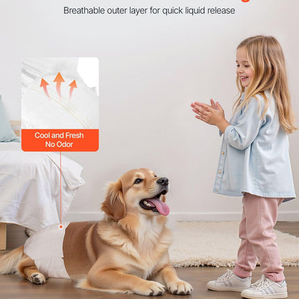 Disposable Dog Diapers, Super Absorbent Female Dog Diapers, 360° Leak-Proof Female Doggy Pet Diaper with Wetness Indicator for Heat Period, Training, Incontinence - M, 144 Count (2 Packs of 72).