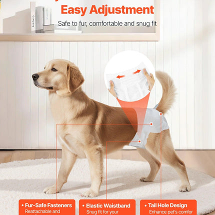 Disposable Dog Diapers, Super Absorbent Female Dog Diapers, 360° Leak-Proof Female Doggy Pet Diaper with Wetness Indicator for Heat Period, Training, Incontinence - M, 144 Count (2 Packs of 72).