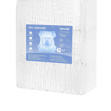 Disposable Dog Diapers, Super Absorbent Female Dog Diapers, 360° Leak-Proof Female Doggy Pet Diaper with Wetness Indicator for Heat Period, Training, Incontinence - M, 144 Count (2 Packs of 72).