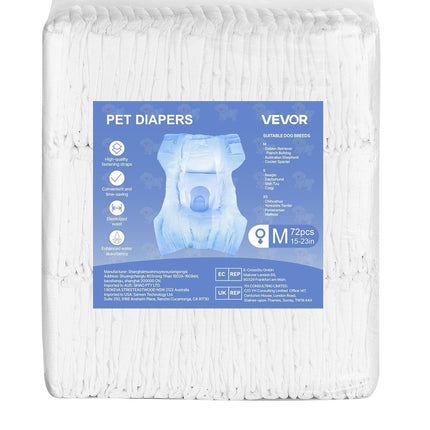 Disposable Dog Diapers, Super Absorbent Female Dog Diapers, 360° Leak-Proof Female Doggy Pet Diaper with Wetness Indicator for Heat Period, Training, Incontinence - M, 144 Count (2 Packs of 72).