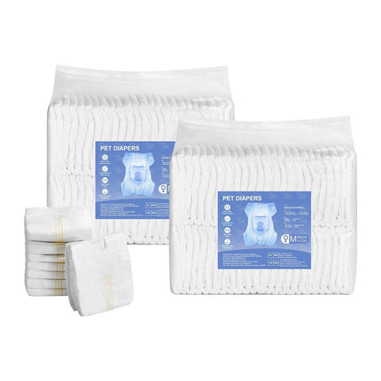 Disposable Dog Diapers, Super Absorbent Female Dog Diapers, 360° Leak-Proof Female Doggy Pet Diaper with Wetness Indicator for Heat Period, Training, Incontinence - M, 96 Count (2 Packs of 48).