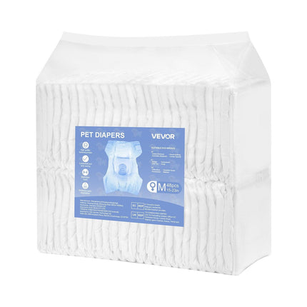 Disposable Dog Diapers, Super Absorbent Female Dog Diapers, 360° Leak-Proof Female Doggy Pet Diaper with Wetness Indicator for Heat Period, Training, Incontinence - M, 96 Count (2 Packs of 48).