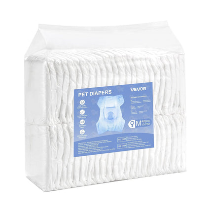 Disposable Dog Diapers, Super Absorbent Female Dog Diapers, 360° Leak-Proof Female Doggy Pet Diaper with Wetness Indicator for Heat Period, Training, Incontinence - M, 96 Count (2 Packs of 48).