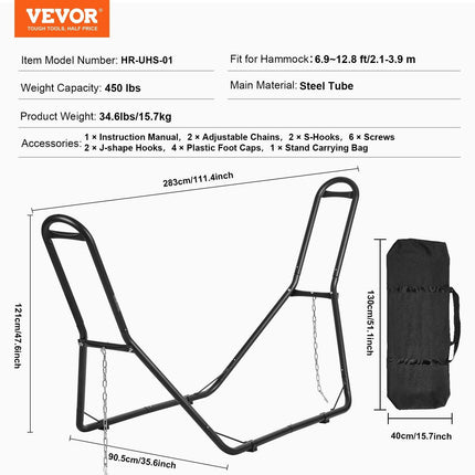 Steel Hammock Stand 450lbs Capacity Hammock Frame Fits 6.9-12.8ft Hammocks.